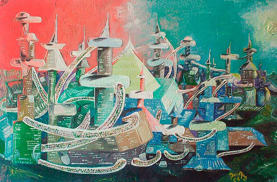 Alien Metropolis painting by Dan Aug