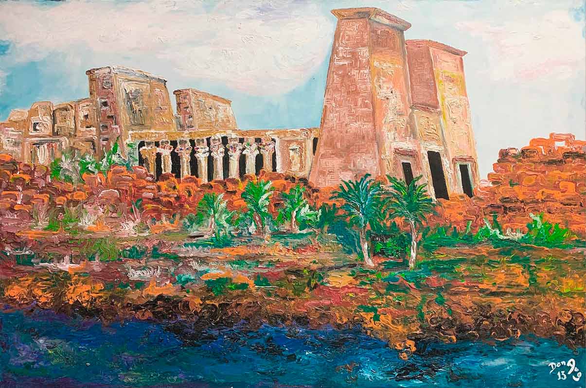 Isis Temple in Philae painting by Dan Aug
