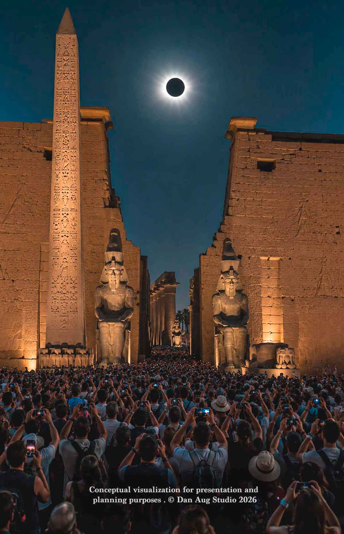 Total solar eclipse over Luxor Egypt
